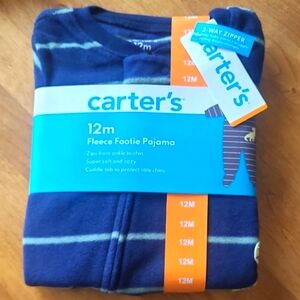 Carter's Navy Fleece Footie Pajama Size 12M